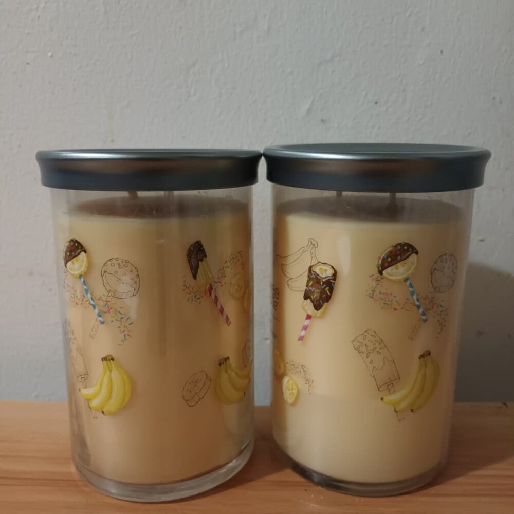 Yankee Candles Candie Iced Banana Pop Large Glass Jar Candle, 20 oz Park of 2